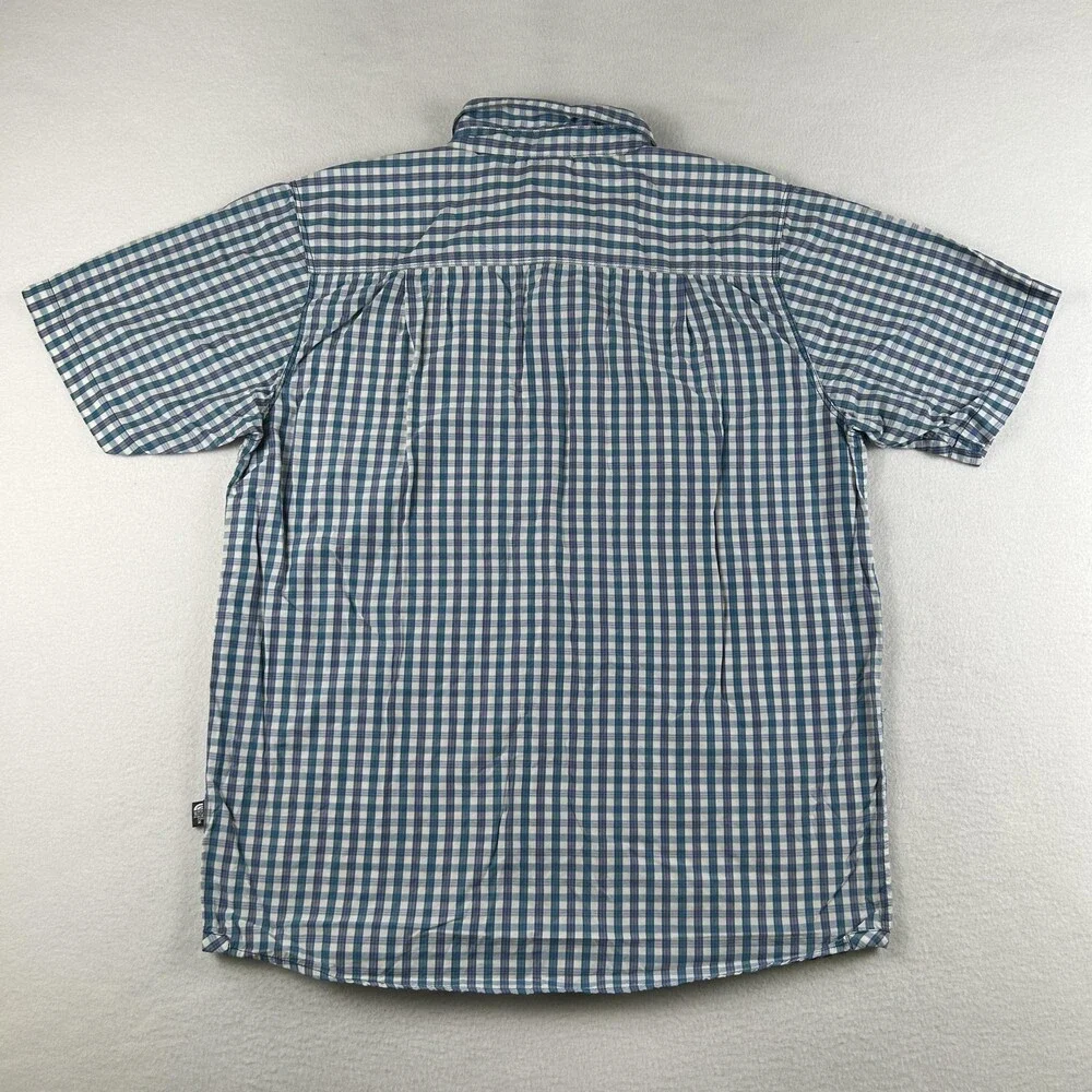 The North Face Shirt Mens Medium Blue Short Sleeve Button Up Outdoor Hiking